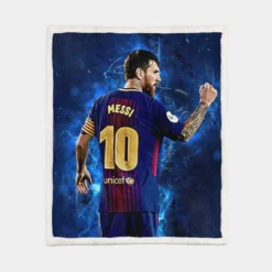 Promising Barca Footballer Player Lionel Messi Sherpa Fleece Blanket 1