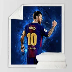 Promising Barca Footballer Player Lionel Messi Sherpa Fleece Blanket