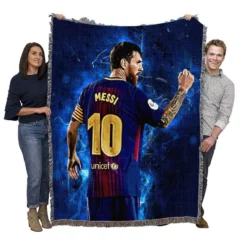 Promising Barca Footballer Player Lionel Messi Woven Blanket