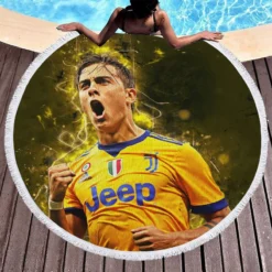 Prompt Juve Footballer Player Paulo Dybala Round Beach Towel 1