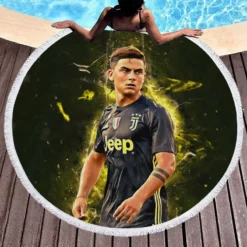 Quick Juve sports Player Paulo Dybala Round Beach Towel 1