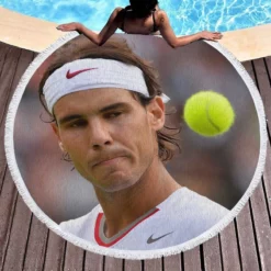 Rafael Nadal Inspirational Tennis Player Round Beach Towel 1