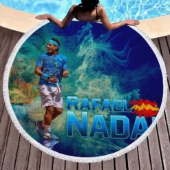 Rafael Nadal Outstanding Tennis Round Beach Towel 1