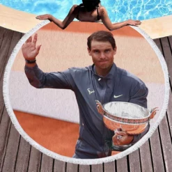 Rafael Nadal Spanish Professional Tennis Player Round Beach Towel 1