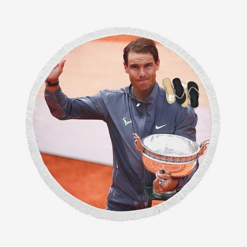 Rafael Nadal Spanish Professional Tennis Player Round Beach Towel