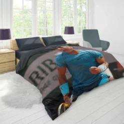 Rafael Nadal encouraging Tennis Duvet Cover 1