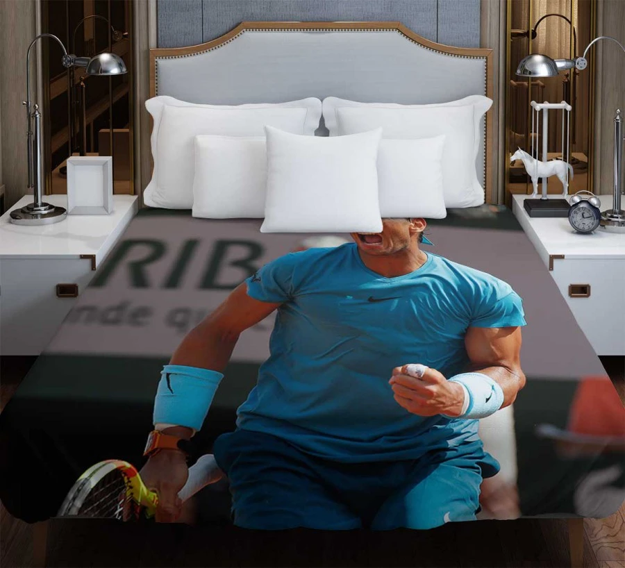 Rafael Nadal encouraging Tennis Duvet Cover