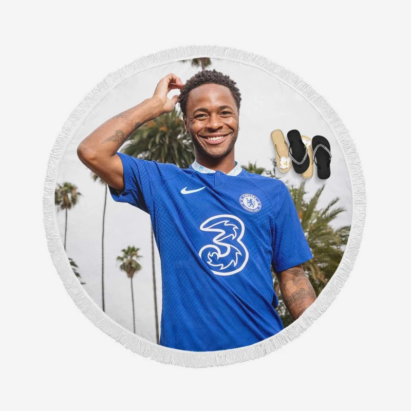 Raheem Sterling Extraordinary Chelsea Football Round Beach Towel