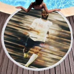 Raheem Sterling Inspirational English Football Round Beach Towel 1