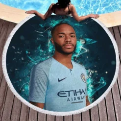 Raheem Sterling Popular Football Round Beach Towel 1