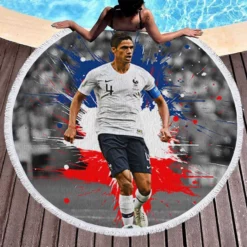 Raphael Varane  France Soccer Player Round Beach Towel 1