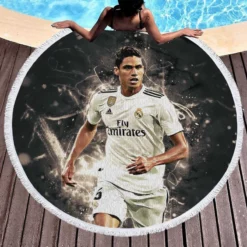 Raphael Varane Popular Soccer Player Round Beach Towel 1