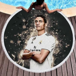 Raphael Varane  Real Madrid 3D Round Beach Towel 1