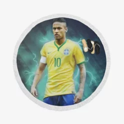 Ready Brazil Footballer Player Neymar Round Beach Towel