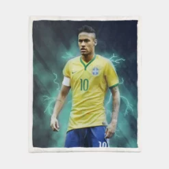 Ready Brazil Footballer Player Neymar Sherpa Fleece Blanket 1