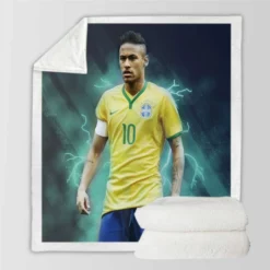 Ready Brazil Footballer Player Neymar Sherpa Fleece Blanket