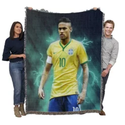 Ready Brazil Footballer Player Neymar Woven Blanket