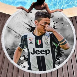 Ready Juve Footballer Player Paulo Dybala Round Beach Towel 1