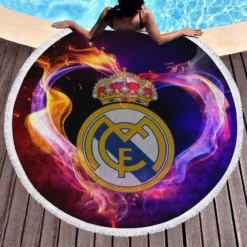 Real Madrid 5D Diamond Painting Logo Round Beach Towel 1