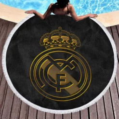 Real Madrid CF Copa del Rey Soccer Club Round Beach Towel 1