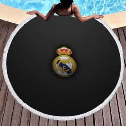 Real Madrid CF Football Logo Round Beach Towel 1