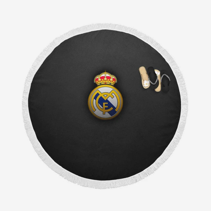 Real Madrid CF Football Logo Round Beach Towel