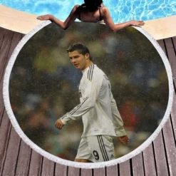 Real Madrid CF Ronaldo CR7 Round Beach Towel 1