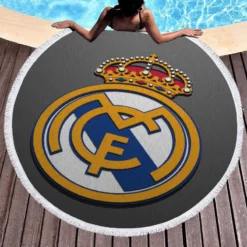 Real Madrid CF embedded logo Round Beach Towel 1