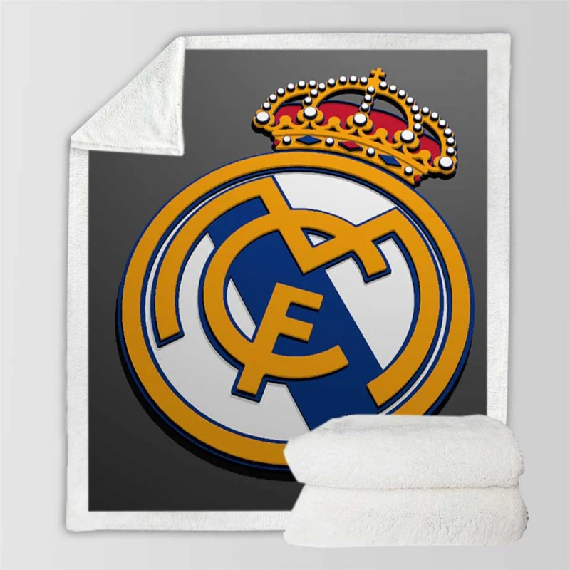 Real Madrid CF embedded logo Sherpa Fleece Blanket