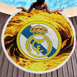 Real Madrid Fire Logo Round Beach Towel 1