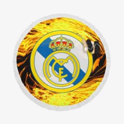 Real Madrid Fire Logo Round Beach Towel