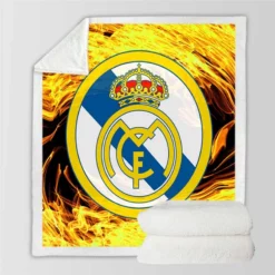 Real Madrid Fire Logo Sherpa Fleece Blanket