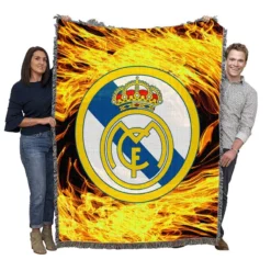 Real Madrid Fire Logo Woven Blanket