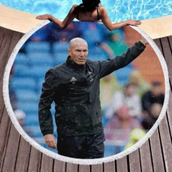 Real Madrid Football Zinedine Zidane Round Beach Towel 1