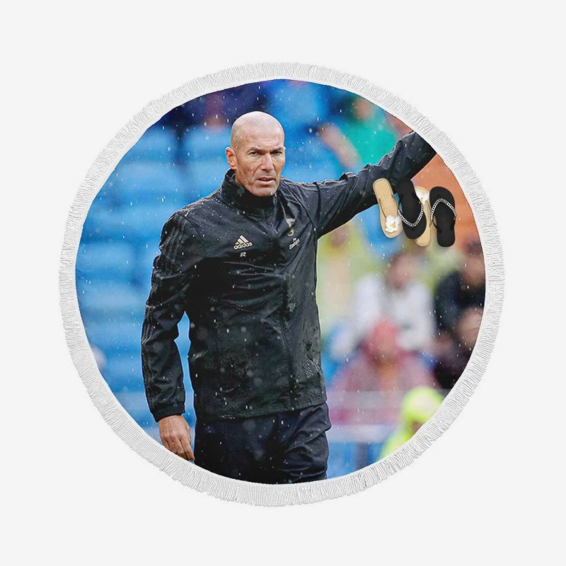 Real Madrid Football Zinedine Zidane Round Beach Towel