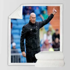 Real Madrid Football Zinedine Zidane Sherpa Fleece Blanket