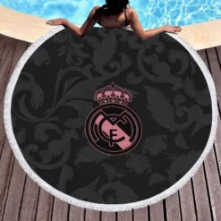 Real Madrid Logo Copa De La Liga Club Round Beach Towel 1