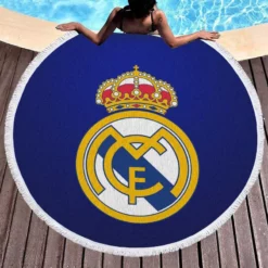 Real Madrid Logo Inspirational Football Club Round Beach Towel 1