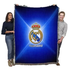 Real Madrid Logo Spain Football Club Woven Blanket