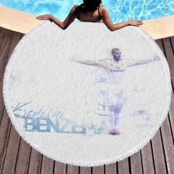 Real Madrid Soccer Player Karim Benzema Round Beach Towel 1