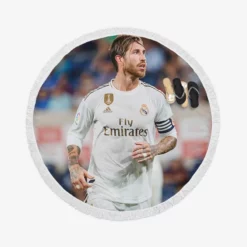 Real Madrid Soccer Player Sergio Ramos Round Beach Towel