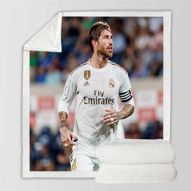 Real Madrid Soccer Player Sergio Ramos Sherpa Fleece Blanket