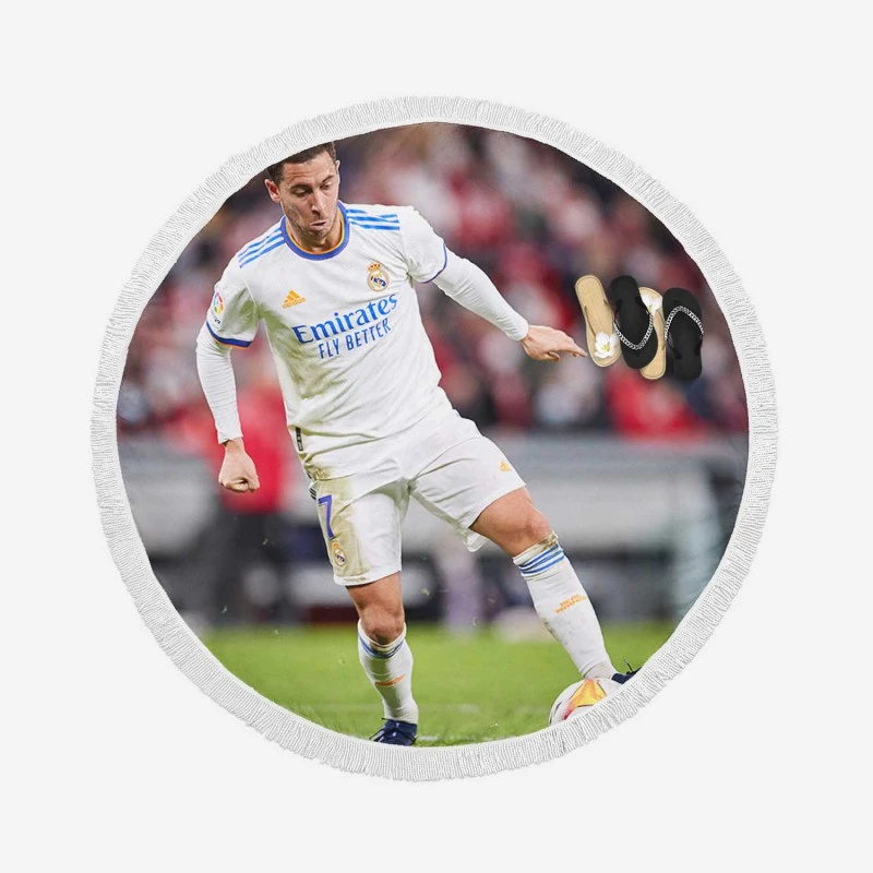 Real Madrid Star Football Player Eden Hazard Round Beach Towel