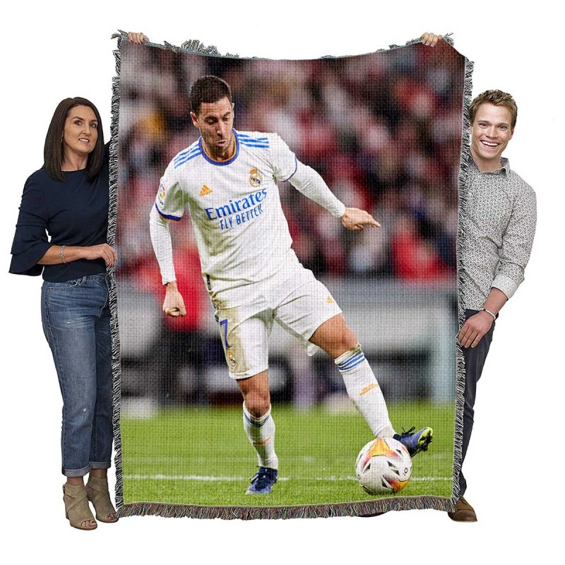 Real Madrid Star Football Player Eden Hazard Woven Blanket