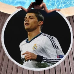 Real Madrid Top Ranked Cristiano Ronaldo Round Beach Towel 1