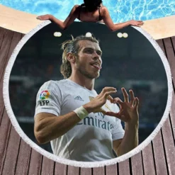 Real Madrid Welsh Player Gareth Bale Round Beach Towel 1