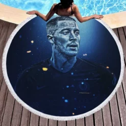 Red Devils Captain Eden Hazard Round Beach Towel 1