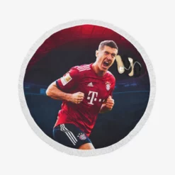 Robert Lewandowski Celebrated Football Player Round Beach Towel