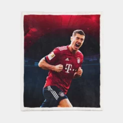 Robert Lewandowski Celebrated Football Player Sherpa Fleece Blanket 1