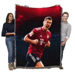 Robert Lewandowski Celebrated Football Player Woven Blanket